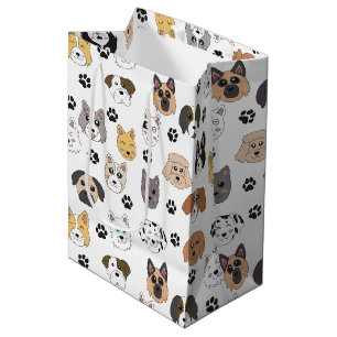 Farbenfrohe Niedliche Hunde & Hundeschlittenmuster Mittlere Geschenktüte