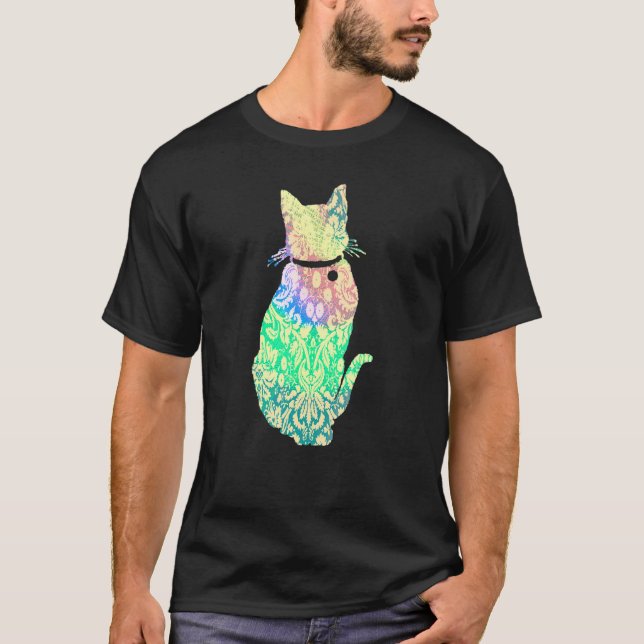Farbenfrohe, Niedliche Katze T-Shirt (Vorderseite)