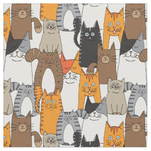Farbenfrohe Niedliche Katzen Muster Stoff