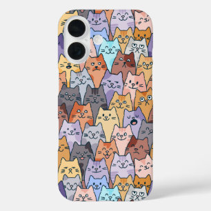 Farbenfrohe Niedliche Katzenkratzenmuster Katzenge iPhone 16 Hülle