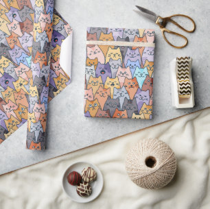 Farbenfrohe Niedliche Katzenkratzenmuster Katzenge Geschenkpapier