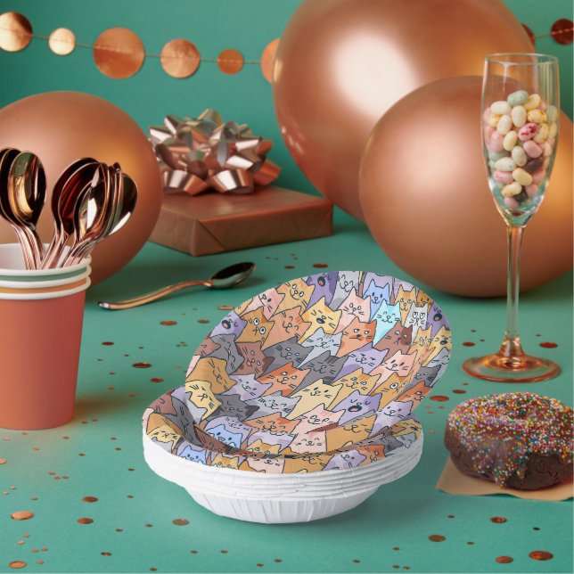 Farbenfrohe Niedliche Katzenkratzenmuster Katzenge Pappteller (Multi)