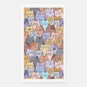 Farbenfrohe Niedliche Katzenkratzenmuster Katzenge Serviette
