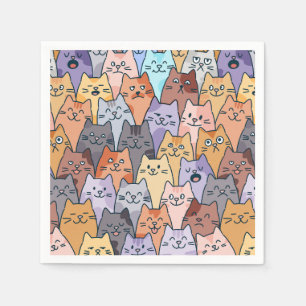 Farbenfrohe Niedliche Katzenkratzenmuster Katzenge Serviette