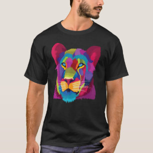 farbenfrohe niedliche Löwe Weibliche Löwenfront fü T-Shirt