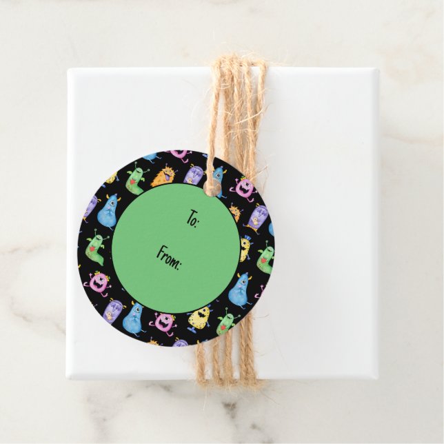 Farbenfrohe Niedliche Monster Geschenkanhänger (Beispiel)