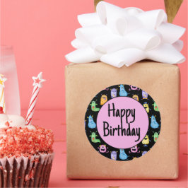 Farbenfrohe Niedliche Monster Runder Aufkleber