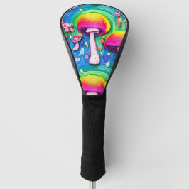 Farbenfrohe Niedliche Pilzkolonne Nahtloses Muster Golf Headcover