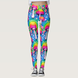 Farbenfrohe Niedliche Pilzkolonne Nahtloses Muster Leggings