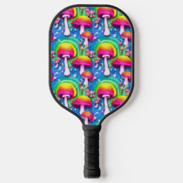 Farbenfrohe Niedliche Pilzkolonne Nahtloses Muster Pickleball Schläger