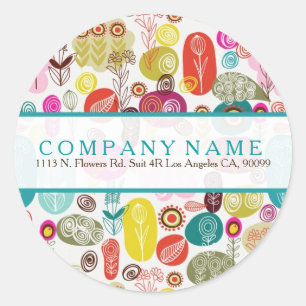 Farbenfrohe Niedliche Retro-Blume Illustrationsmus Runder Aufkleber