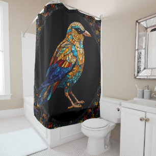 Farbenfrohe Niedliche Vögel gestanztes Glas Mosaik Duschvorhang