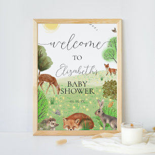 Farbenfrohe Niedliche Waldtiere Party Begrüßungsze Poster