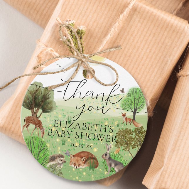 Farbenfrohe Niedliche Waldtiere Script Danke Geschenkanhänger (Von Creator hochgeladen)