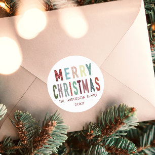 Farbenfrohe Niedliche Weihnachtsfeier Runder Aufkleber