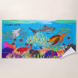 Farbenfrohe Ningaloo Reef Seefahrt Strandtuch