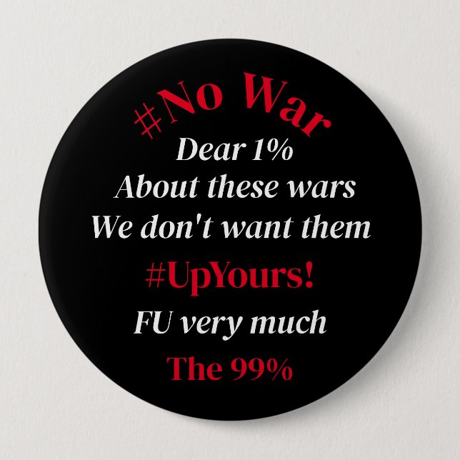 Farbenfrohe #No War Typografie Button (Vorderseite)