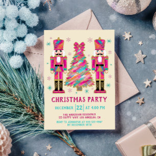 Farbenfrohe Nutcracker & Glitzer Weihnachts-Party Einladung