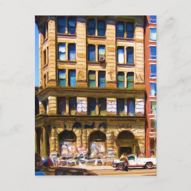 Farbenfrohe NYC Streetcorner Postkarte (Vorderseite)
