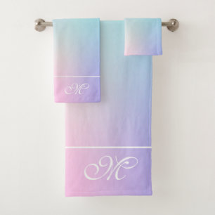 Farbenfrohe Ober, rosa und blau Badhandtuch Set