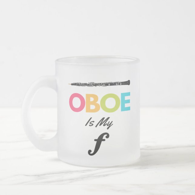 Farbenfrohe Oboe ist meine forte Oboist Funny Coff Mattglastasse (Links)