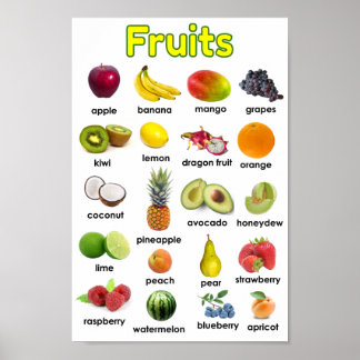 Farbenfrohe Obstposter Poster