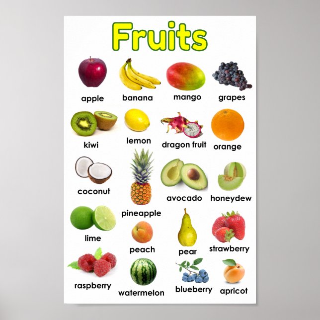 Farbenfrohe Obstposter Poster (Vorne)