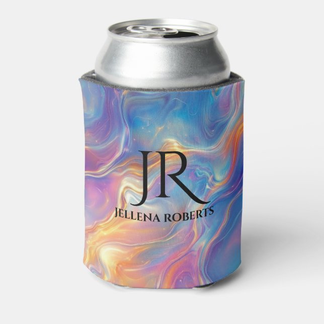 Farbenfrohe Opal-Strudel-Marmor-Textur Dosenkühler (Kanne Rückseite)