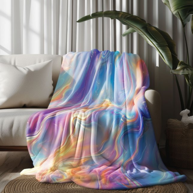Farbenfrohe Opal-Wirbel-Marmor-Textur Fleecedecke (Von Creator hochgeladen)