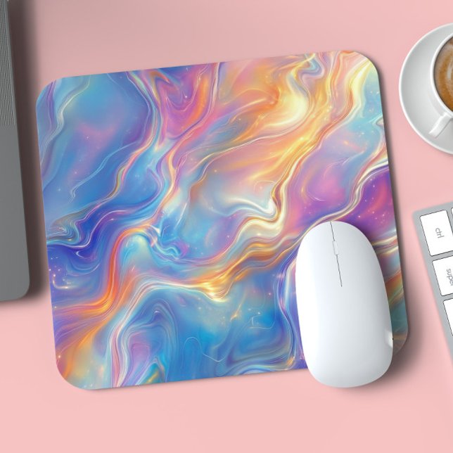 Farbenfrohe Opal-Wirbel-Marmor-Textur Mousepad (Von Creator hochgeladen)