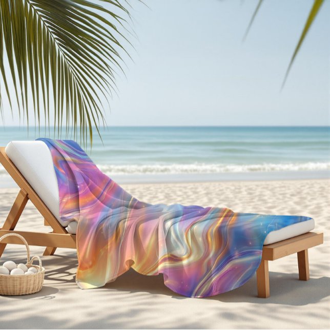 Farbenfrohe Opal-Wirbel-Marmor-Textur Strandtuch (Von Creator hochgeladen)