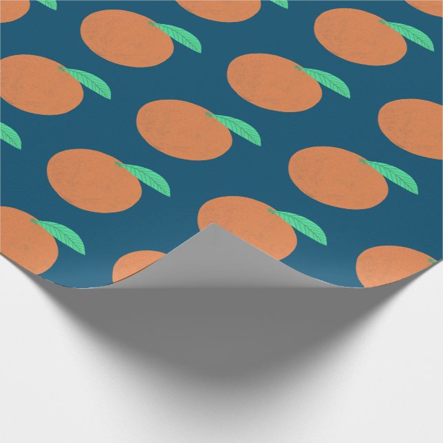 Farbenfrohe Orange Frucht Fun Citrus Muster Marine Geschenkpapier (Ecke)