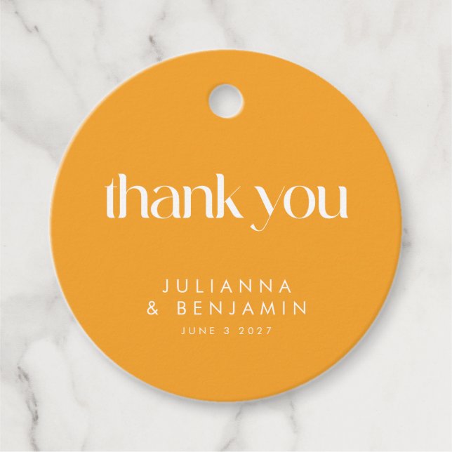 Farbenfrohe Orange Geometric Wedric Custom Vielen  Geschenkanhänger (Vorderseite)