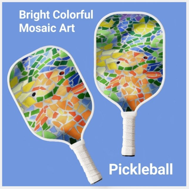 Farbenfrohe Orange Koi Fisch Mosaik Art Zen Pickleball Schläger (Von Creator hochgeladen)