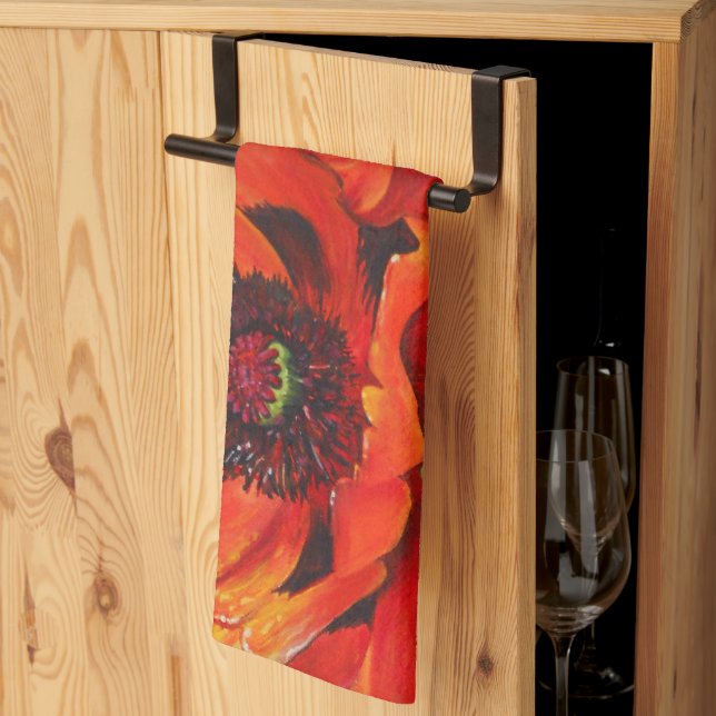 Farbenfrohe Orange Oriental Poppies Handtuch (Drittel gefaltet)