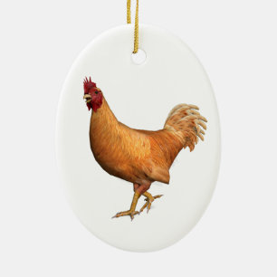 Farbenfrohe Orange Rooster Keramik Ornament