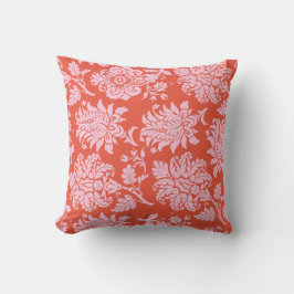 Farbenfrohe Orange und rosa Damaskus Kissen