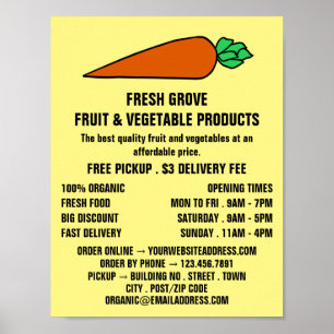 Farbenfrohe Orangenkarotte, Werbung für Lebensmitt Poster