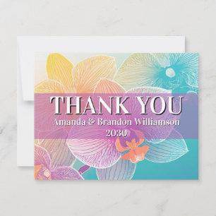Farbenfrohe orchid tropische Hochzeit Danke Karte
