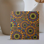 Farbenfrohe orientalische Mandalase Muster Fliese<br><div class="desc">Diese Keramik-Kachel weist aufwändige mandalaähnliche Motive mit exquisiten Details auf, die einen kaleidoskopischen Eindruck vermitteln. Die Kachel weist zwei Hauptmuster auf: eine, die einer strahlenden Sonne ähnelt, und eine andere besteht aus komplizierten geometrischen Figuren, die in kreisförmigen Konfigurationen angeordnet sind. Gelb, rot, blau und schwarz dominieren die Farbpalette, die hell...</div>