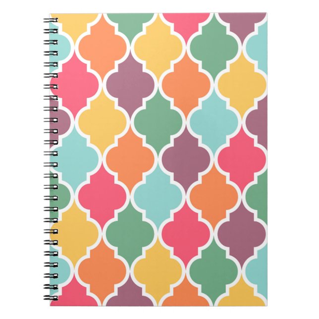 Farbenfrohe orientalische Quatrefolienmuster Notizblock (Vorderseite)