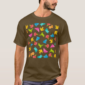 Farbenfrohe Origami-Muster T-Shirt