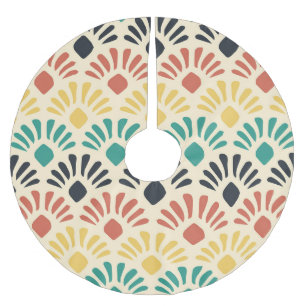 Farbenfrohe Ornament-Formen: Vintag Polyester Weihnachtsbaumdecke
