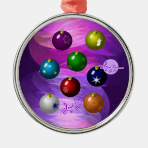 Farbenfrohe Ornamente Silver Round Christmas Ornam