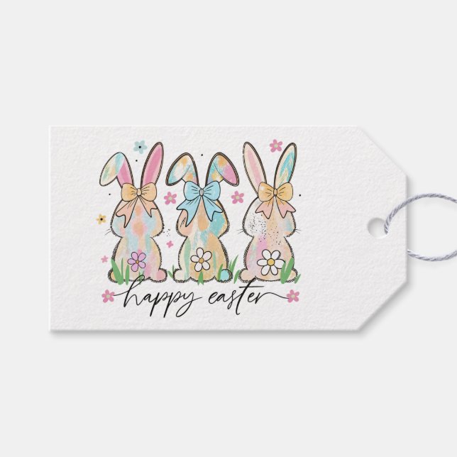 Farbenfrohe OsterBunnien mit Bögen Geschenkanhänger (Vorderseite (Horizontal))