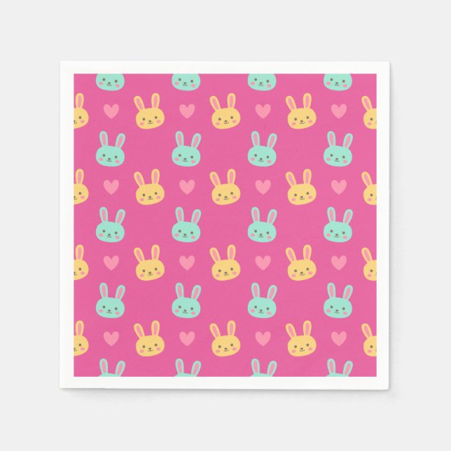 Farbenfrohe OsterBunnies Muster | Serviette (Vorderseite)