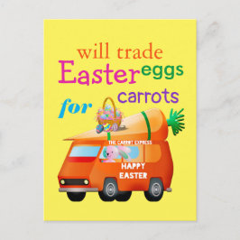 Farbenfrohe Ostereier für Carrots Bunny Bus Postkarte
