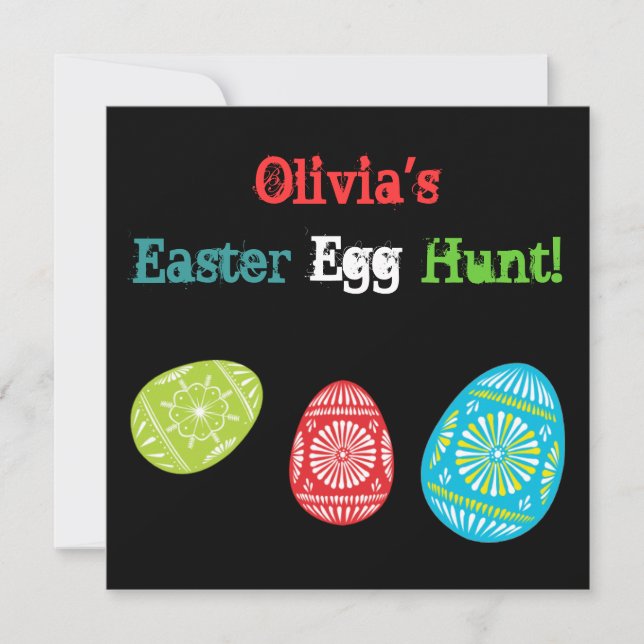 Farbenfrohe Ostereier Gerecycelt Eizelljagd Einlad Einladung (Vorderseite)