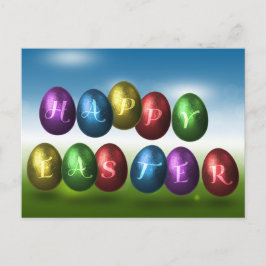 Farbenfrohe Ostereier Holiday Postcard Feiertagspostkarte