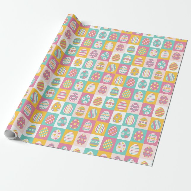 Farbenfrohe Ostereier Illustration Square Geometri Geschenkpapier (Ungerollt)